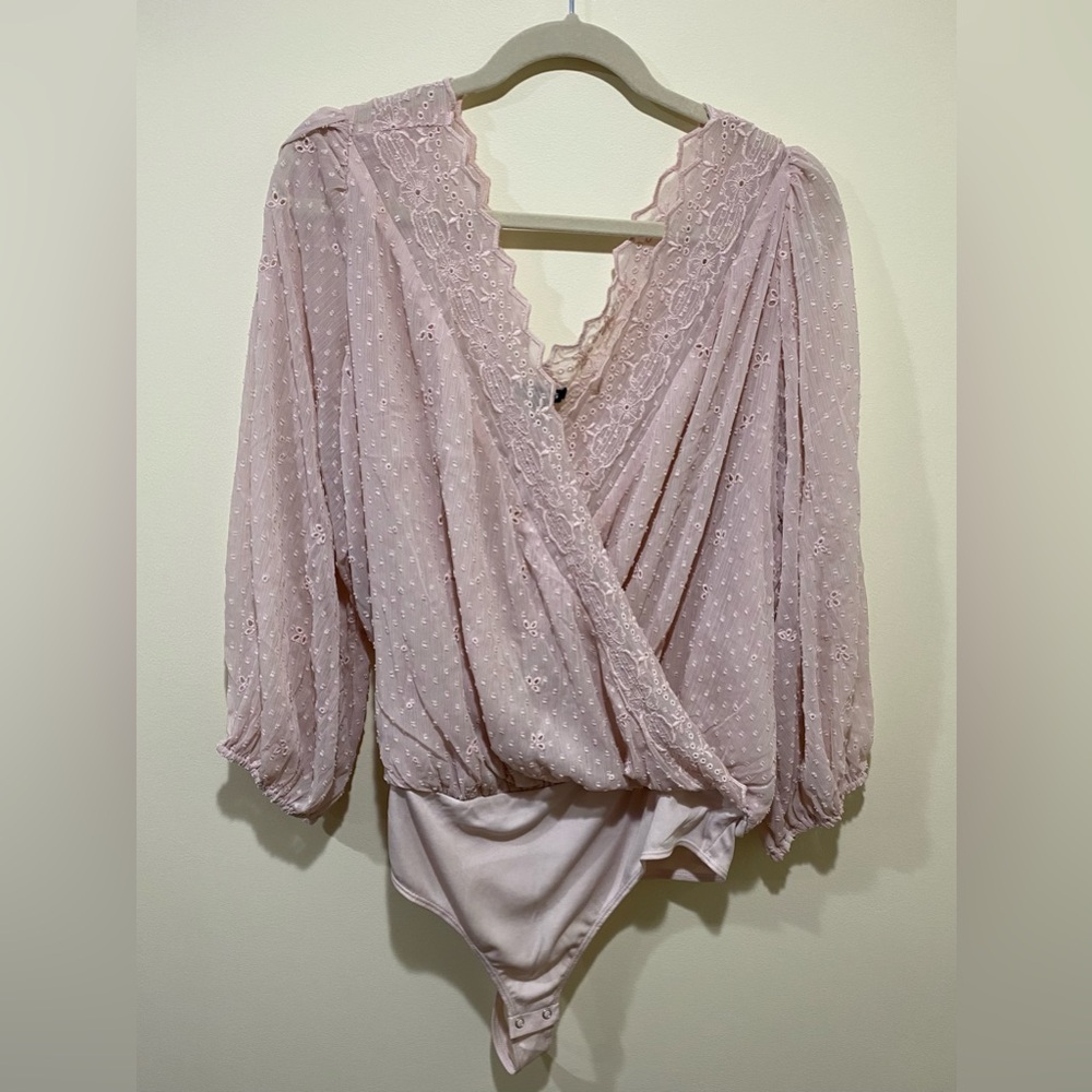 Express Blush Long Sleeve Bodysuit Size XL